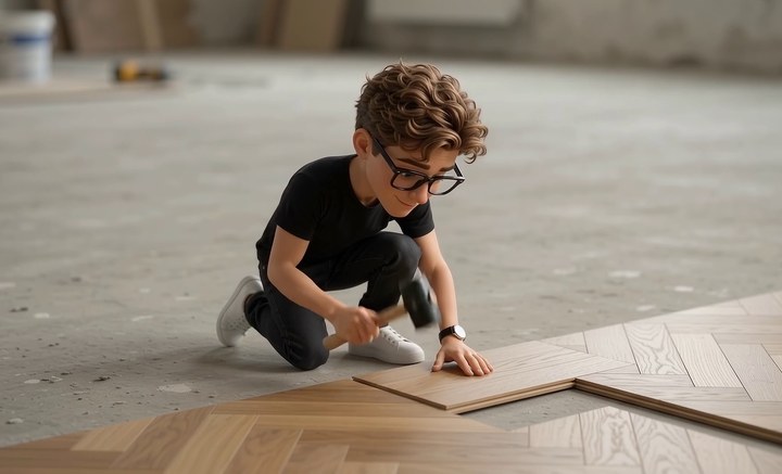Filippo monta un pavimento in legno